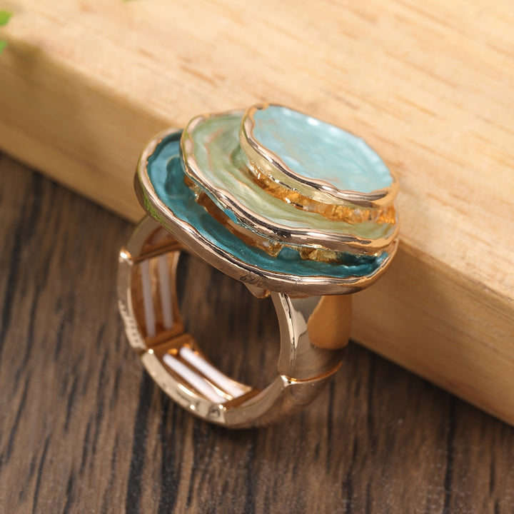 Bague Boho Émail à Trois Niveaux