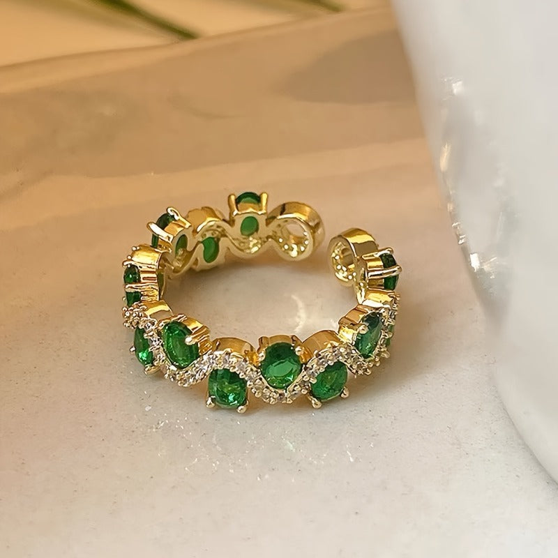 Bague ouverte en émeraude pétillante Calira | Or