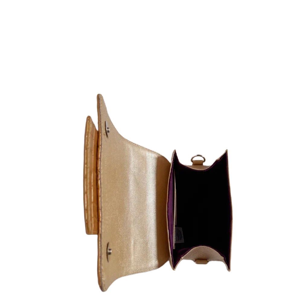 Sac à main en cuir pour femmes Elizabeth Coquito en finition or blanc