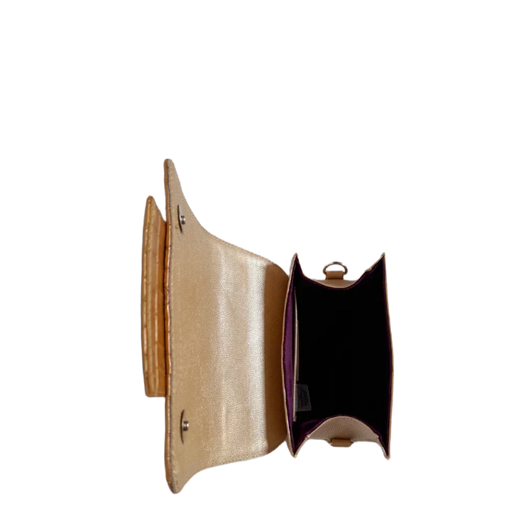 Sac à main en cuir pour femmes Elizabeth Coquito en finition or blanc