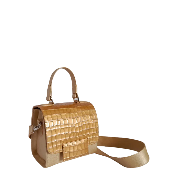 Sac à main en cuir pour femmes Elizabeth Coquito en finition or blanc