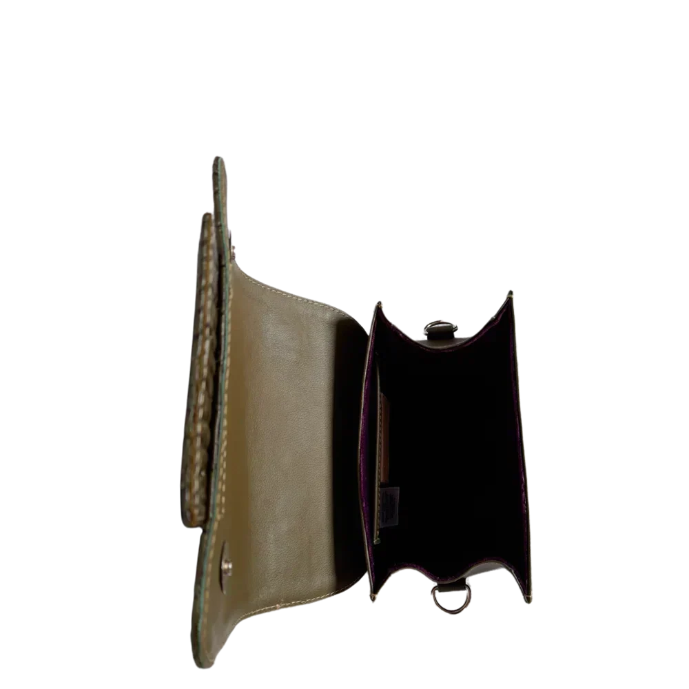 Sac à main en cuir pour femmes Elizabeth Glavial en vert olive