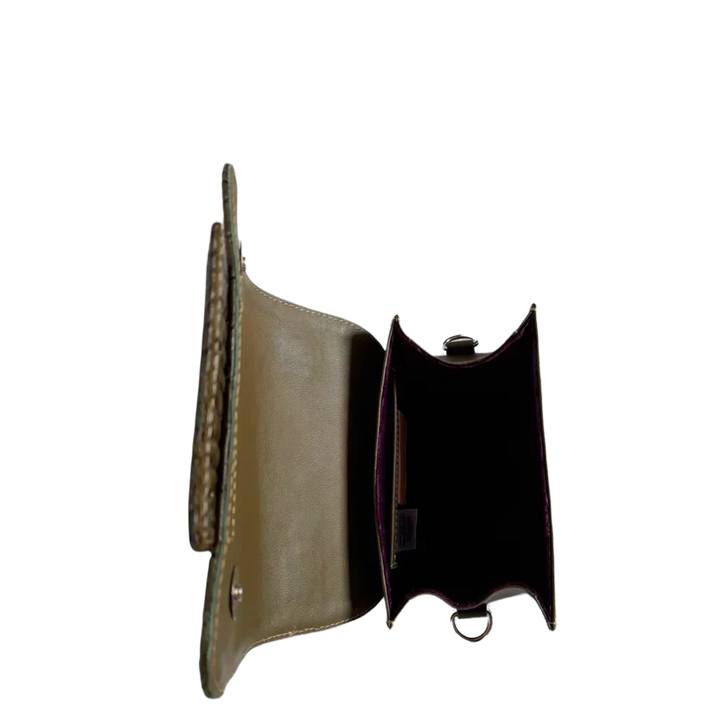 Sac à main en cuir pour femmes Elizabeth Glavial en vert olive