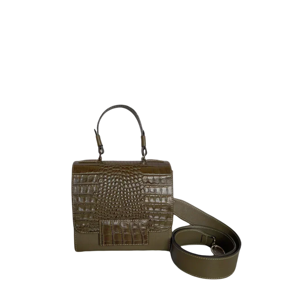 Sac à main en cuir pour femmes Elizabeth Glavial en vert olive