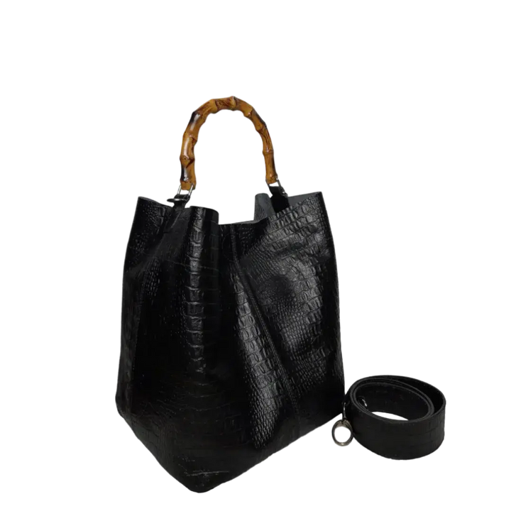 Sac à main Claire en cuir de reptile noir