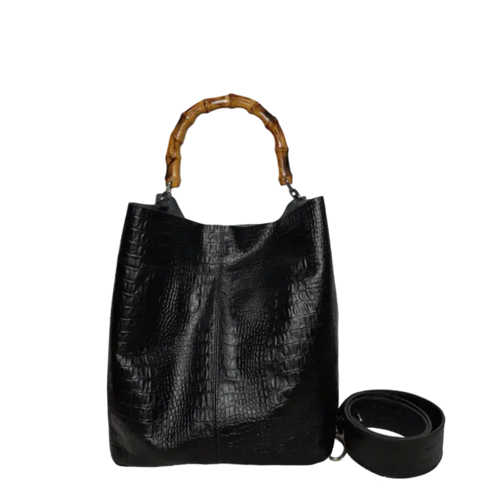Sac à main Claire en cuir de reptile noir