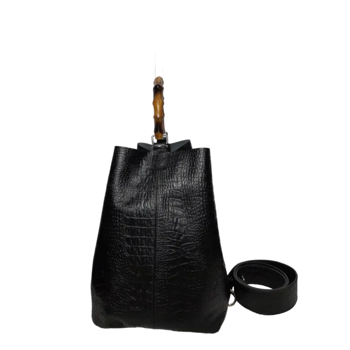 Sac à main Claire en cuir de reptile noir