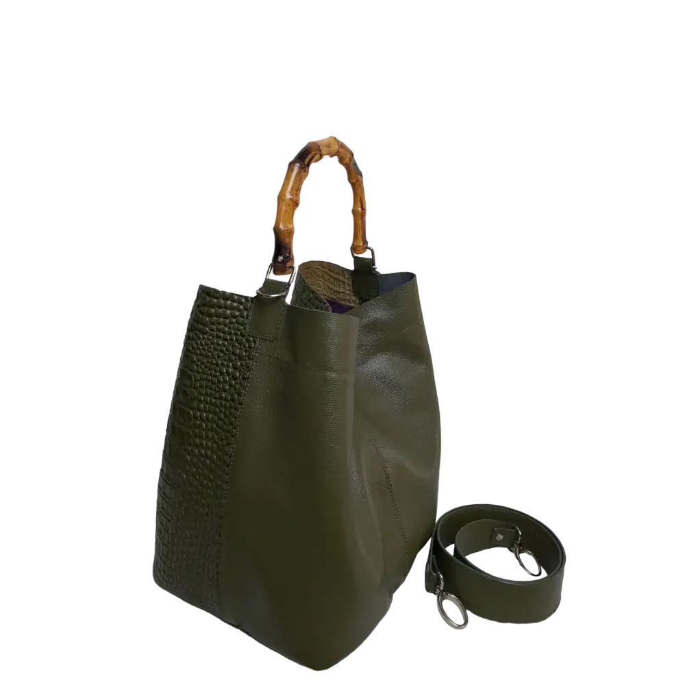 Sac en cuir pour femmes Claire Glavial en vert olive