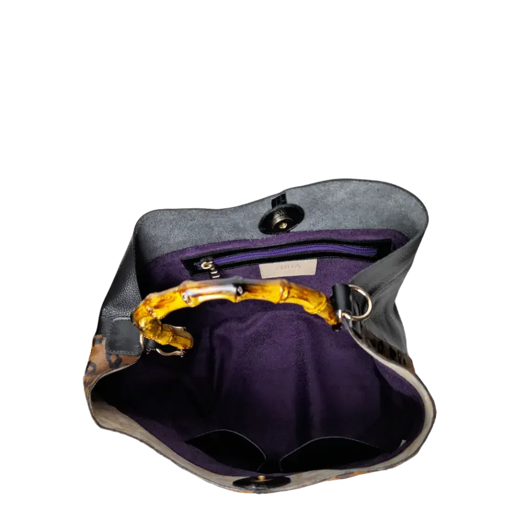 Sac à main en cuir noir pour femmes Claire Jaguar
