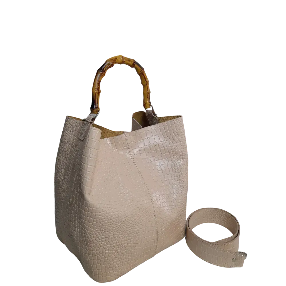 Sac à main Claire en design reptile nude
