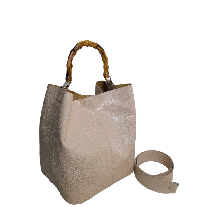 Sac à main Claire en design reptile nude