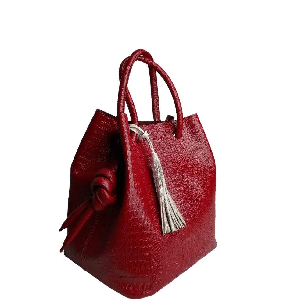 Sac à main en cuir rouge pour femmes au design reptile de Brigitte