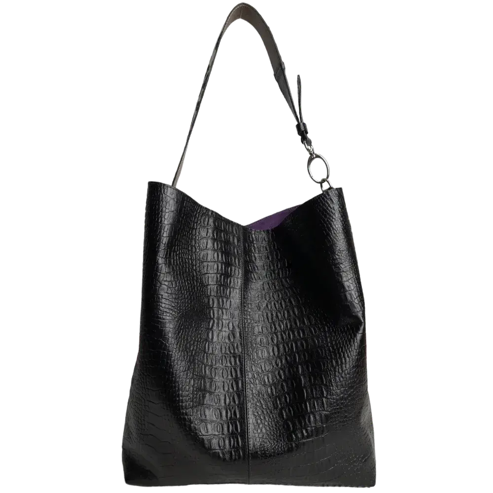 Sac à main en cuir noir Serenity Reptil pour femmes