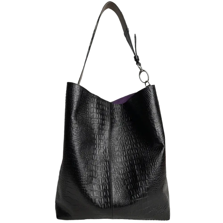 Sac à main en cuir noir Serenity Reptil pour femmes