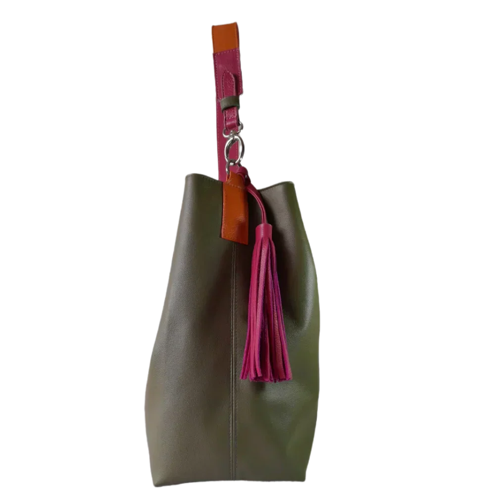 Sac à main en cuir pour femmes Serenity vert olive