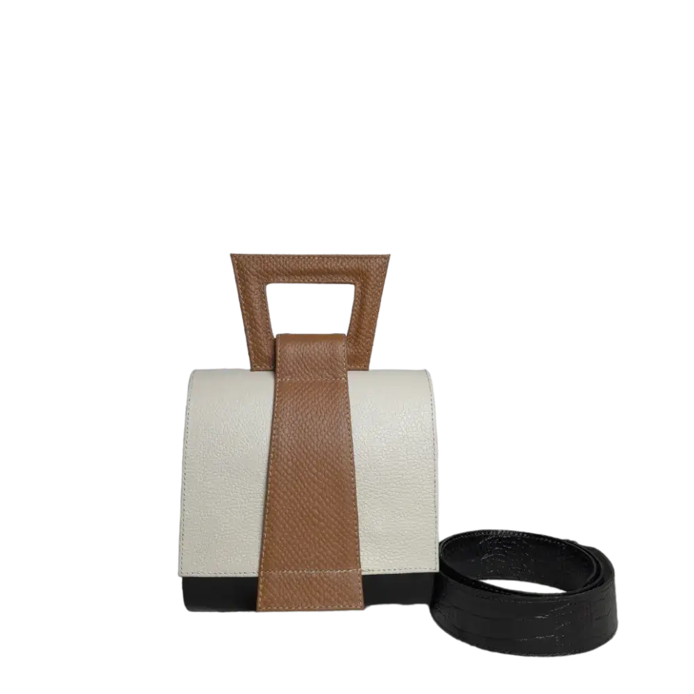 Sac à main en cuir noir Clara Reptil pour femmes avec poudre pour bébé