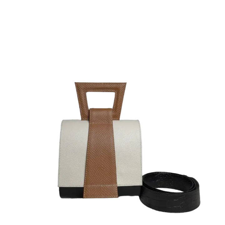 Sac à main en cuir noir Clara Reptil pour femmes avec poudre pour bébé