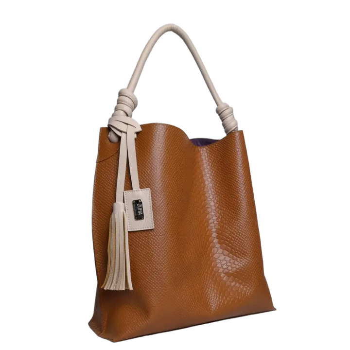 Sac à main en cuir de vachette Fernanda Anaconda Honey pour femmes