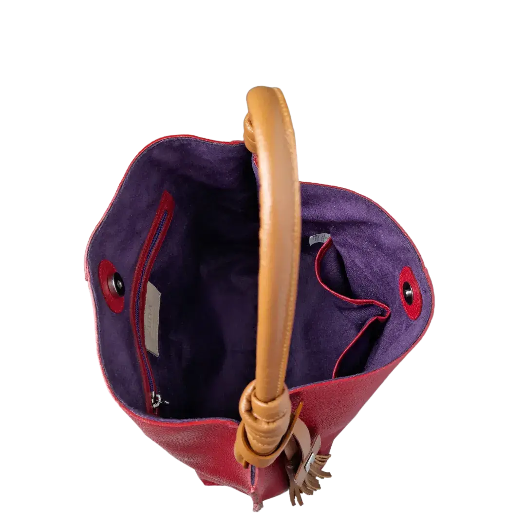Sac à main en cuir rouge Fernanda pour femmes