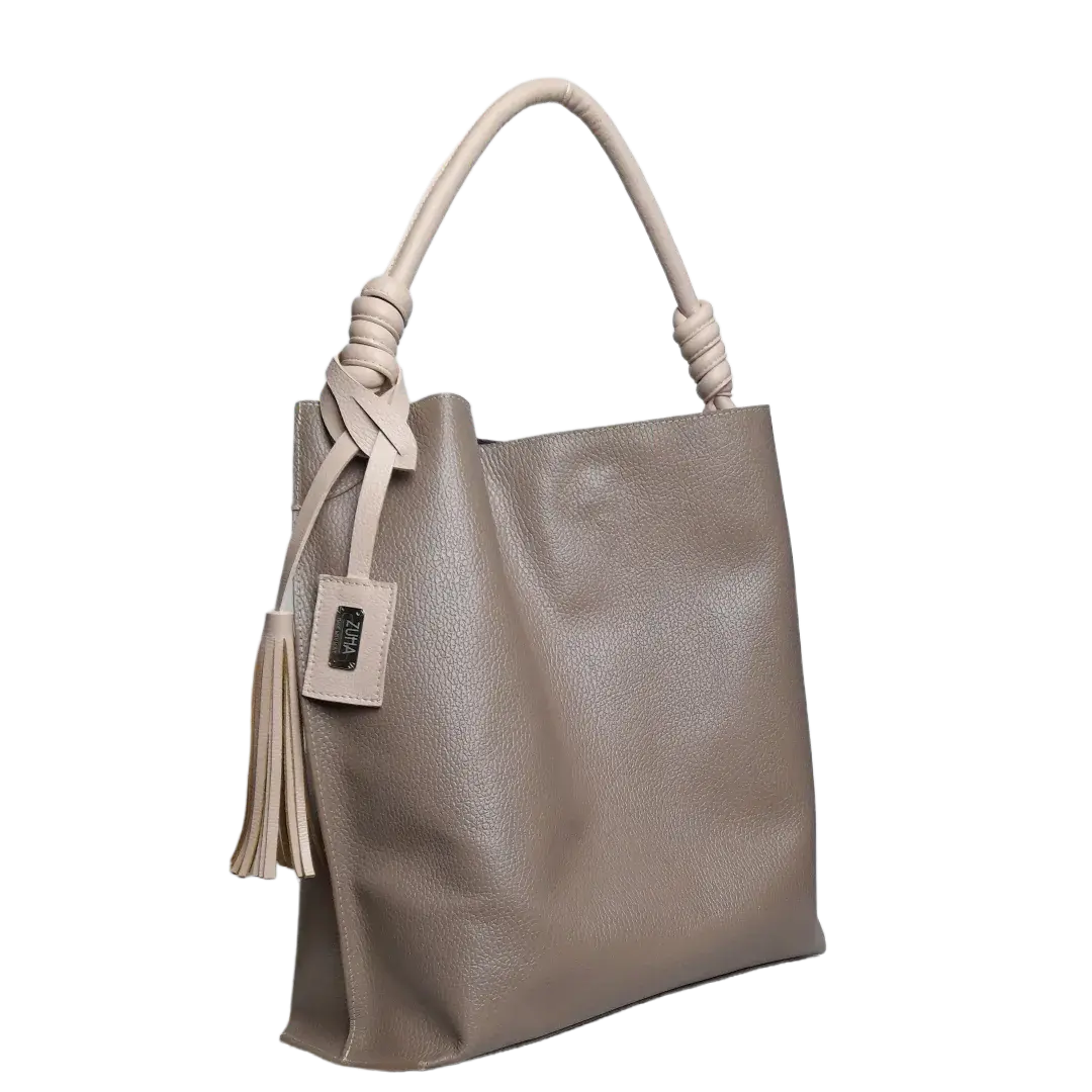 Sac à main en cuir taupe Fernanda pour femmes