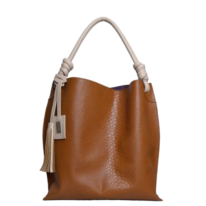 Sac à main en cuir de vachette Fernanda Anaconda Honey pour femmes