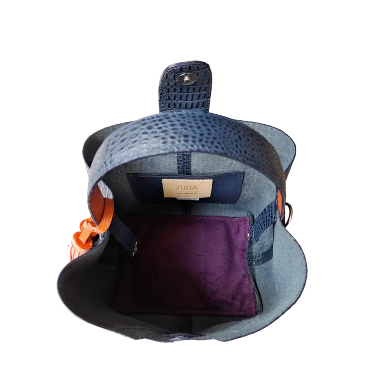 Sac à main pour femmes Lucia en cuir d'alligator bleu foncé