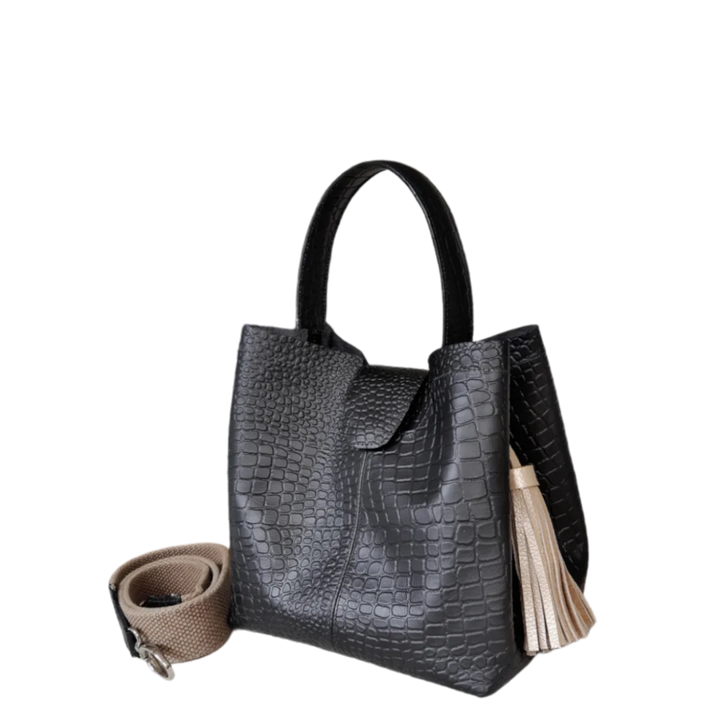 Petit sac à main en cuir noir pour femmes - Lucia Reptil