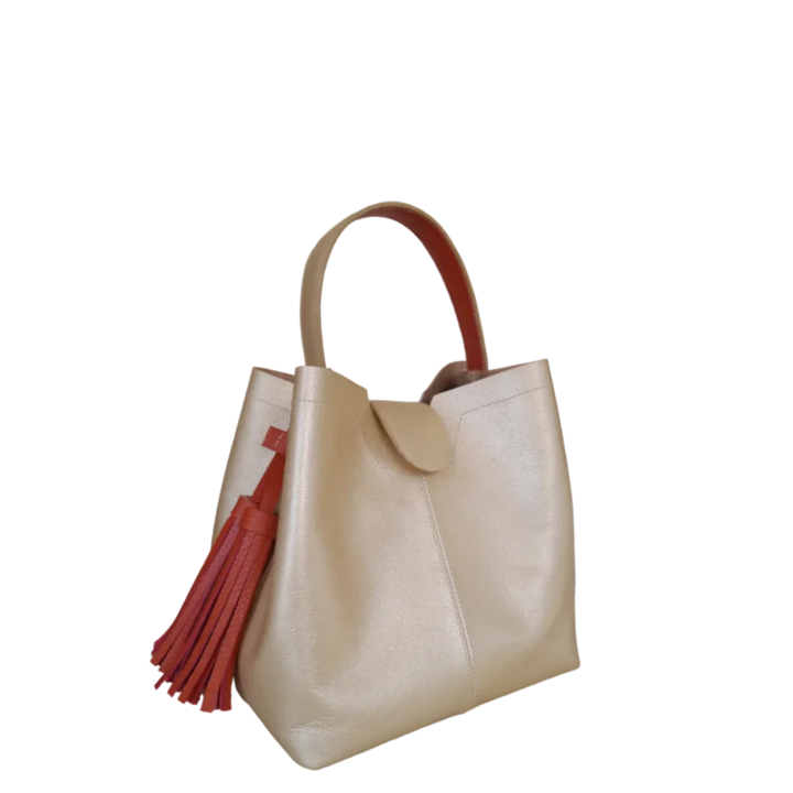 Sac à main en cuir Lucia Gold pour femmes