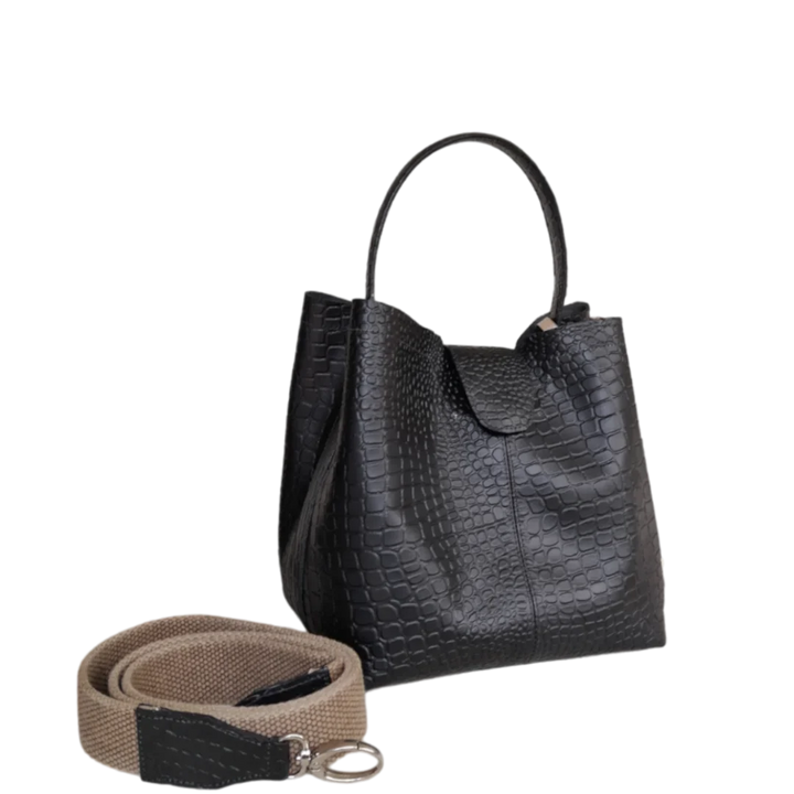 Petit sac à main en cuir noir pour femmes - Lucia Reptil