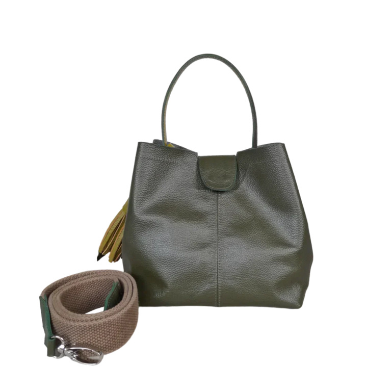 Sac à main en cuir vert olive pour femmes Lucia Kleine