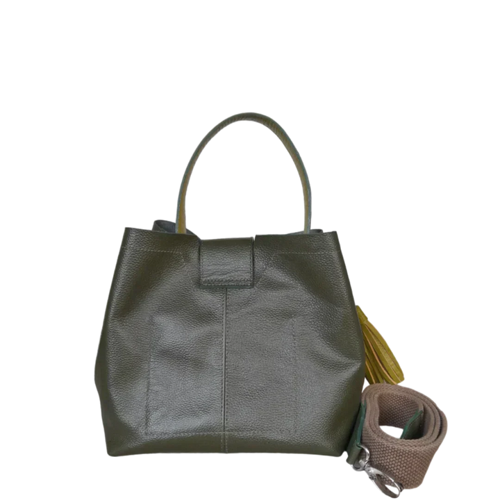 Sac à main en cuir vert olive pour femmes Lucia Kleine