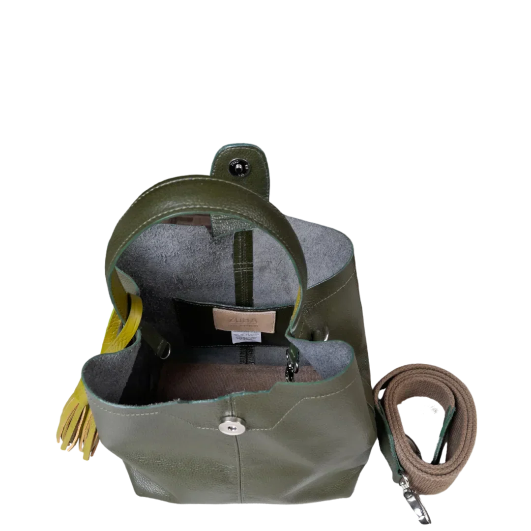 Sac à main en cuir vert olive pour femmes Lucia Kleine