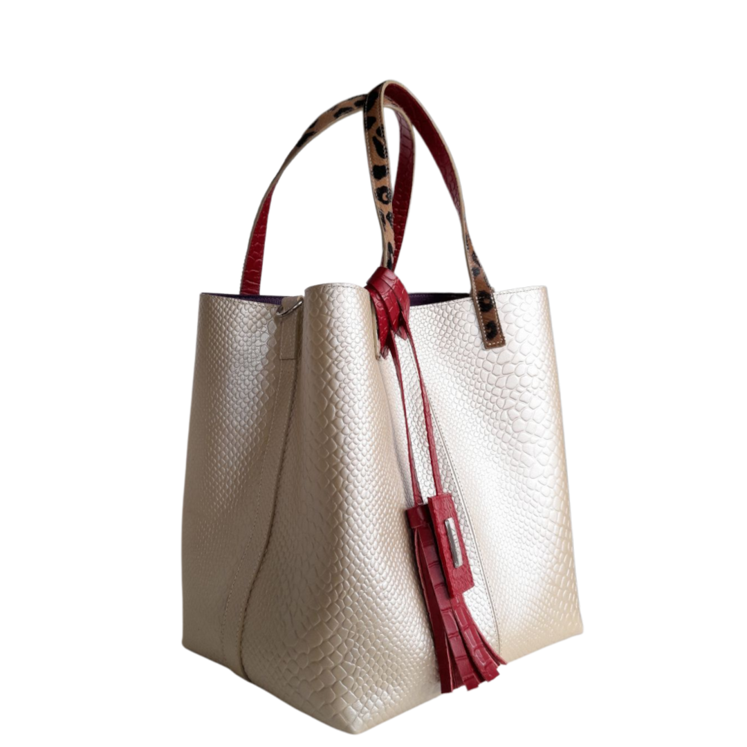 Sac à main pour femmes Giulia Anaconda en or-pouzzolane