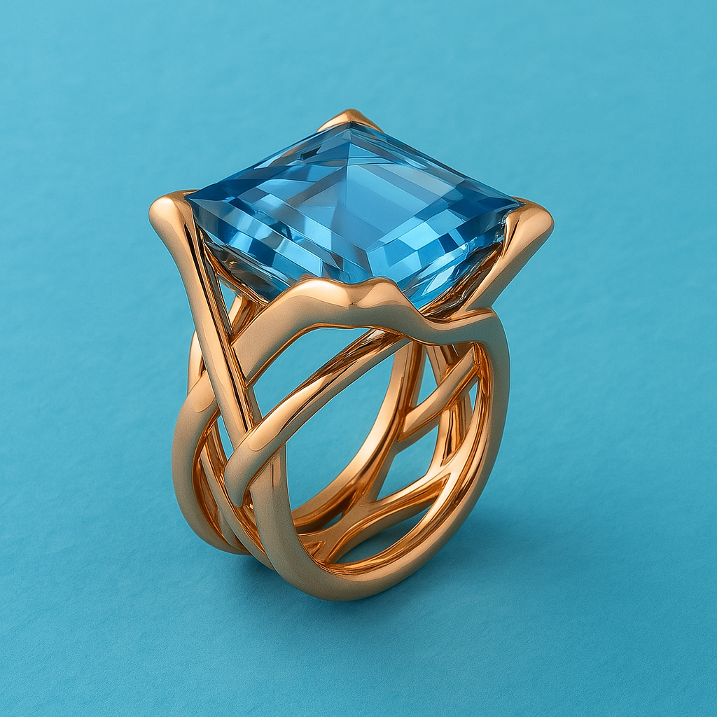 Luna™ | Bague Vintage en Zirconium Bleu et Or Rose