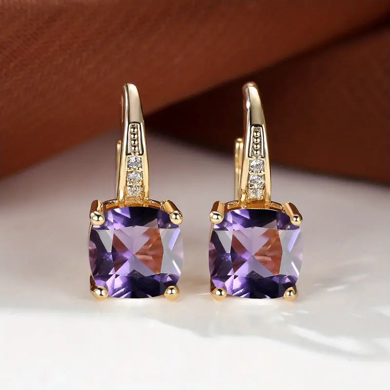 Boucles d'oreilles en forme de cercle en pierre mystique | Or