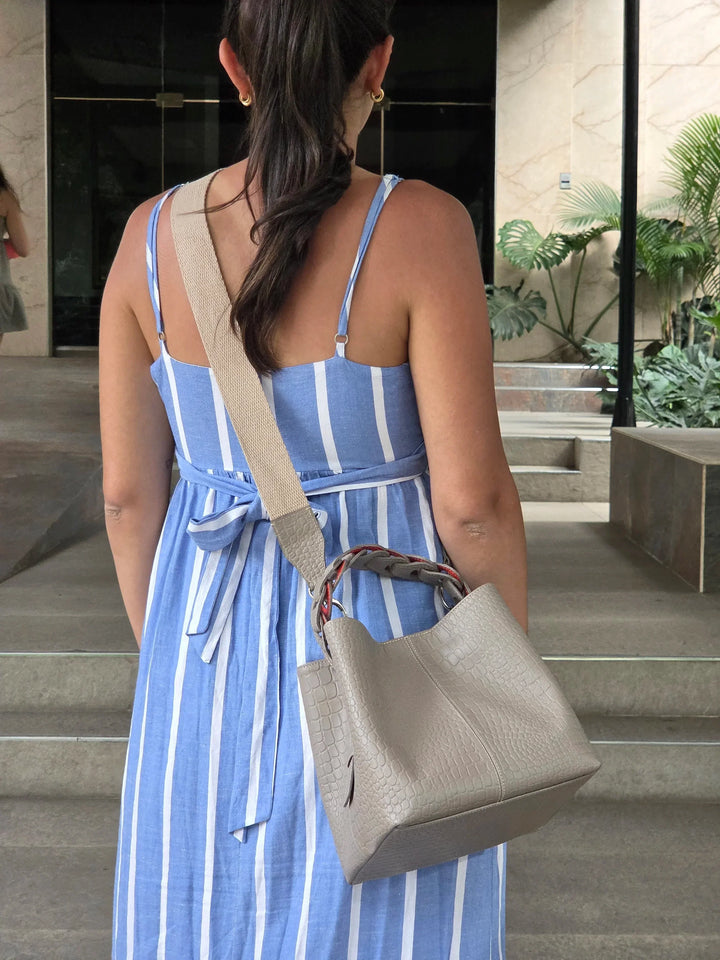 Simona Petite Sac en Cuir pour Femmes au Design Reptile en Taupe