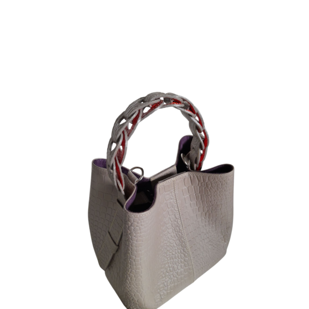 Simona Petite Sac en Cuir pour Femmes au Design Reptile en Taupe