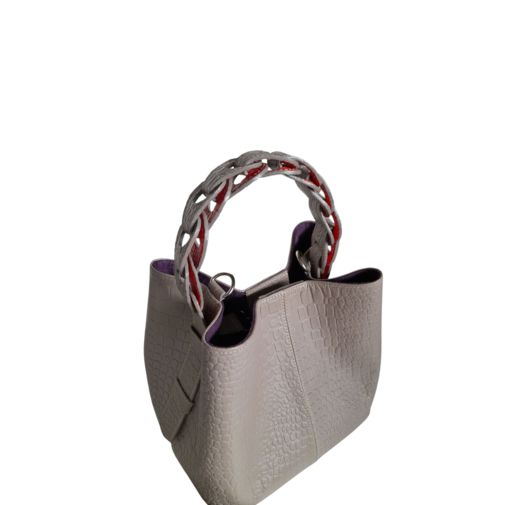 Simona Petite Sac en Cuir pour Femmes au Design Reptile en Taupe