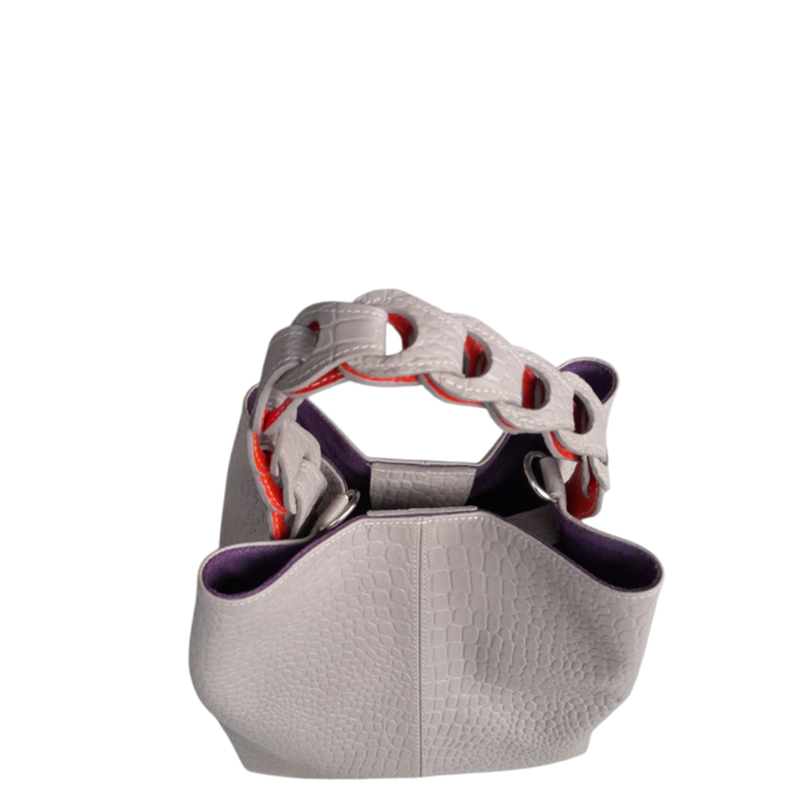 Simona Petite Sac en Cuir pour Femmes au Design Reptile en Taupe