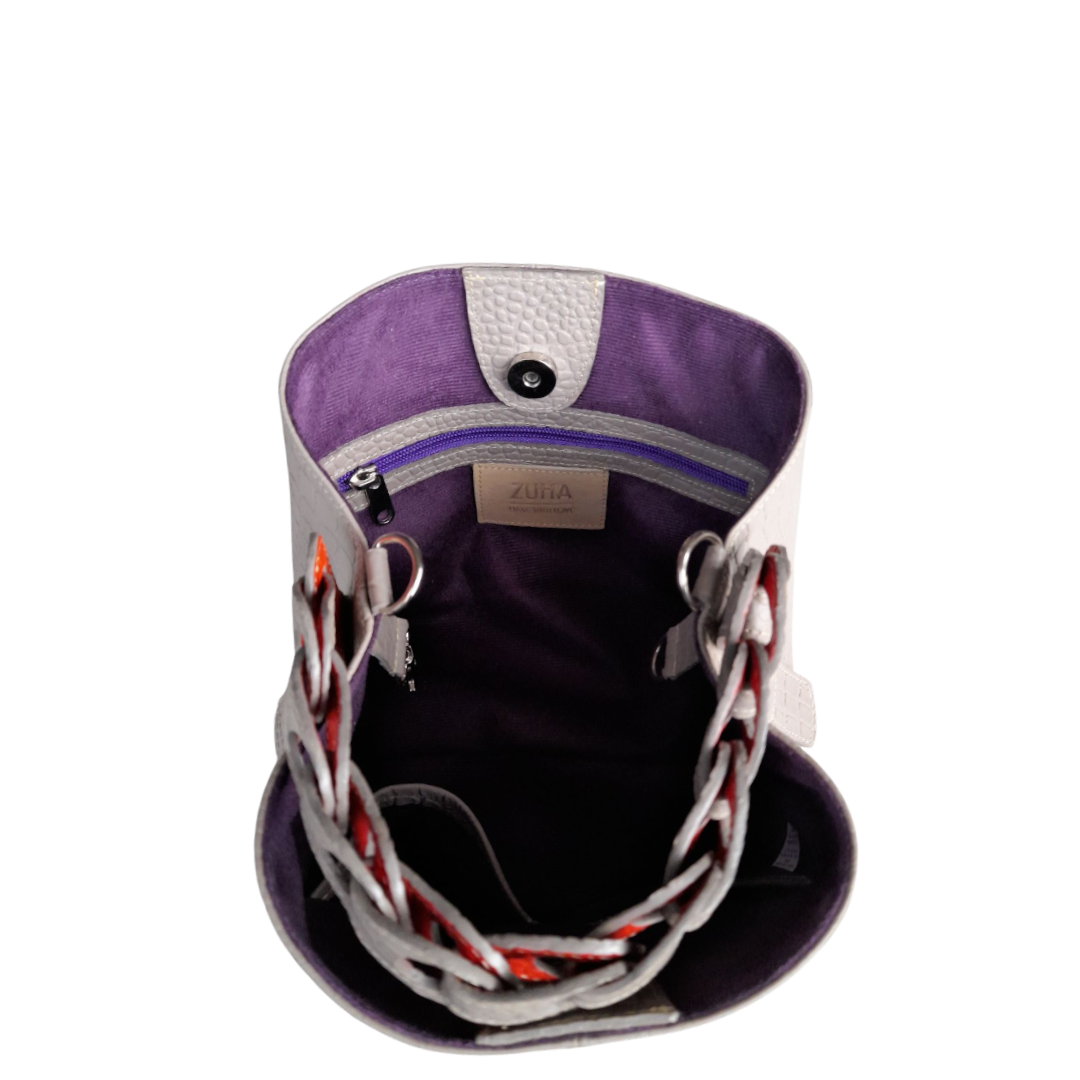 Simona Petite Sac en Cuir pour Femmes au Design Reptile en Taupe