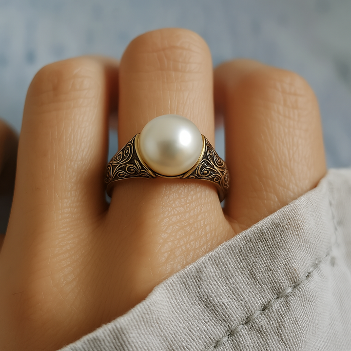 Luna™ | Bague Vintage Dorée en Perle