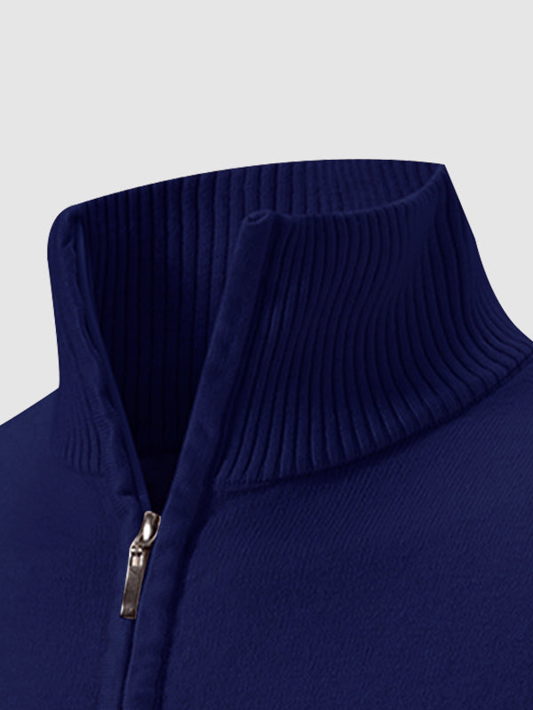 Pull à col zippé quart uni pour homme