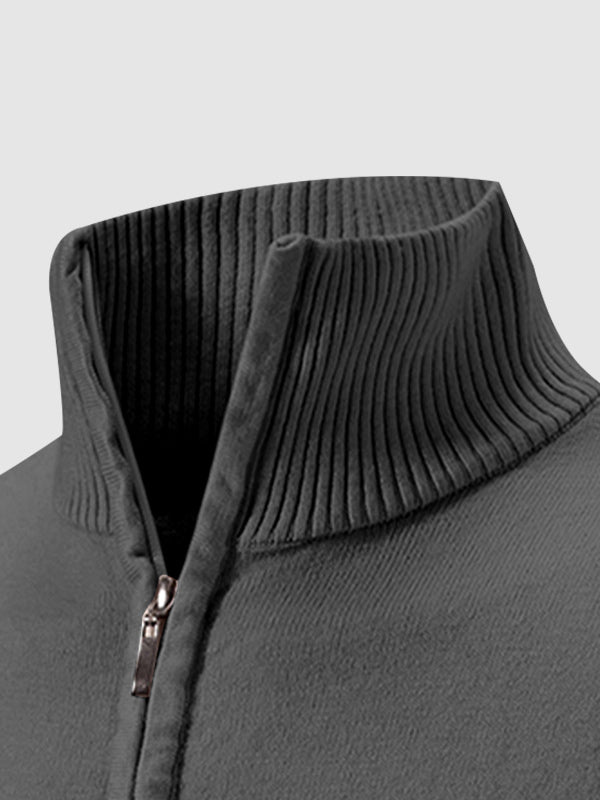 Pull à col zippé quart uni pour homme