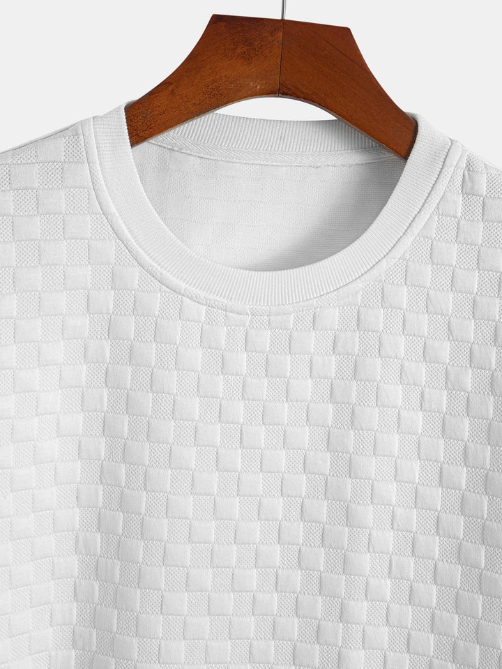 T-shirt à damier jacquard arc ourlet