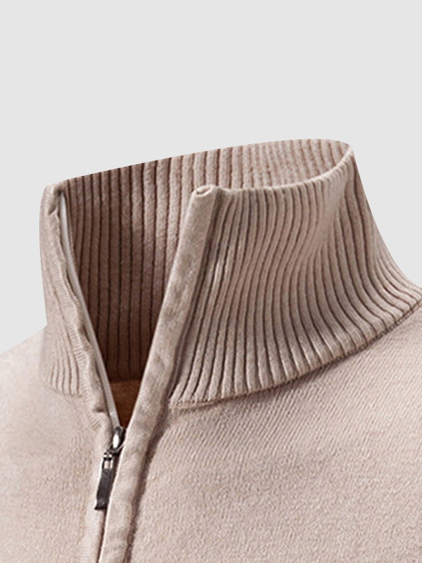 Pull à col zippé quart uni pour homme