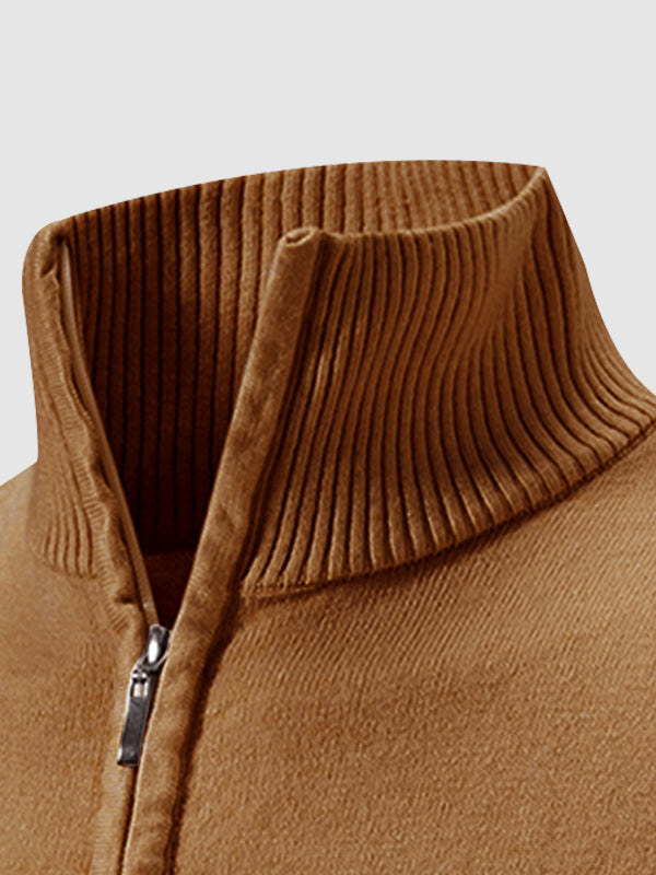 Pull à col zippé quart uni pour homme