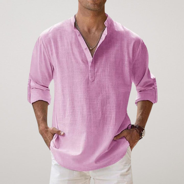 Savrani™ - Chemise Henley en coton effet lin