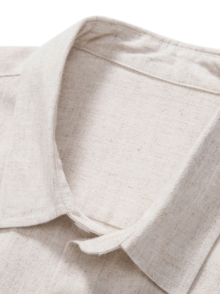 Chemise à boutons en mélange de lin et de rayonne & Pantalons en lin à jambe droite