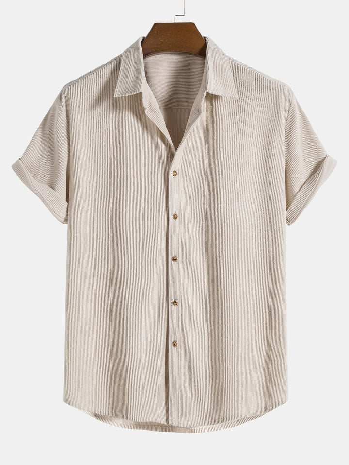 Bouton en velours côtelé chemise à manches courtes