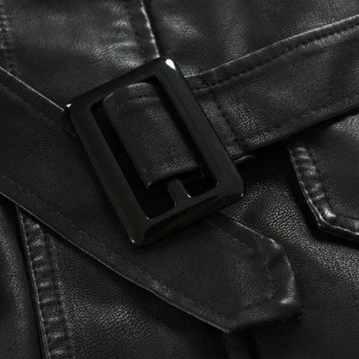 Veste de motard en cuir longue et élégante